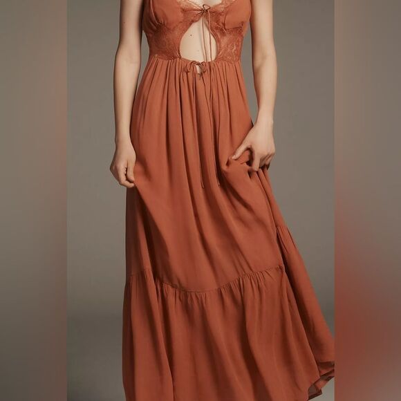 Anthropologie Let Me Be Sleeveless Cutout Maxi Slip Dress large - Picture 2 of 5